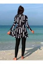 Yarı Kapalı Taytlı Tesettür Mayo Fırça