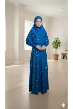 Kız Çocuk Desenli Namaz Elbisesi Likralı Esnek Baskılı Kumaş