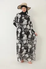 Pareolu Tam Kapalı Tesettür Mayo Likralı Kumaş