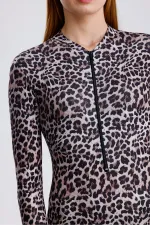 Fermuarlı Uzun kollu Yüzücü Mayosu Tulum mayo CUPsız