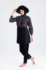 Maillot de bain une pièce imperméable en parachute, noir et jaune