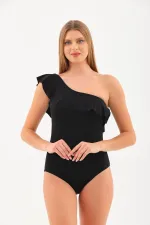One-shoulder ruffled swimsuit