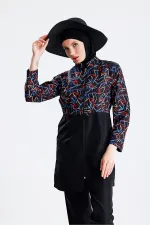 Maillot de bain une pièce imperméable en parachute, noir et jaune