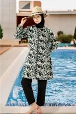 Maillot de bain hijab intégral Parachute vert et noir