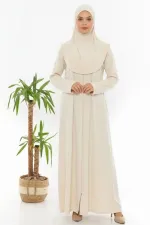 One-Piece Prayer Dress with Zipper, Non-Slip, Cream