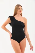 One-shoulder ruffled swimsuit