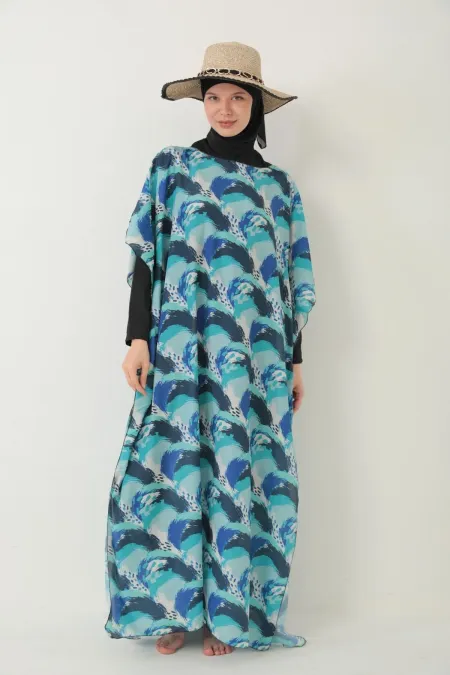 TESETTÜR MAYO ÜZERİNE DESENLİ PAREO