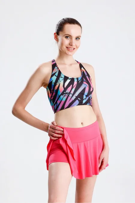 İkili Takım Şort Etekli Crop Mayo