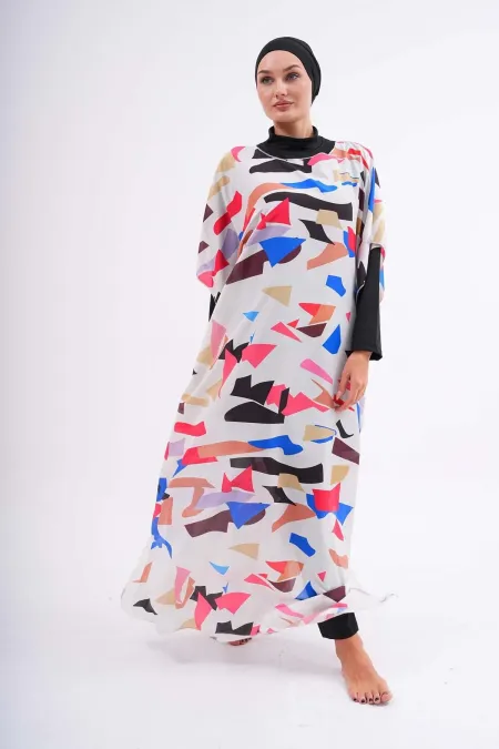 MAILLOT DE BAIN MODESTE AVEC PARÉO À MOTIFS