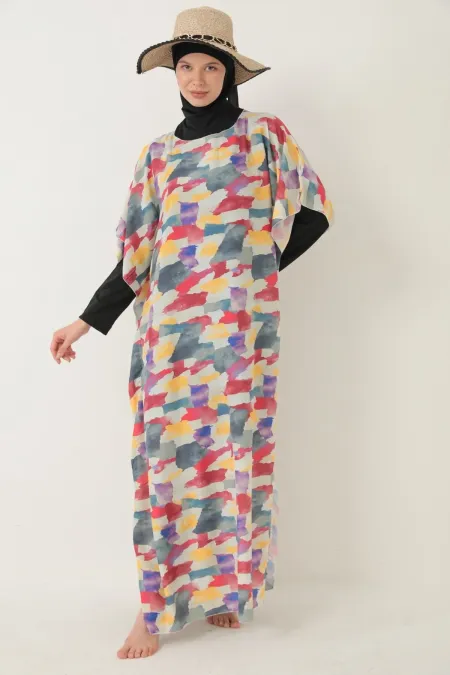 TESETTÜR MAYO ÜZERİNE DESENLİ PAREO