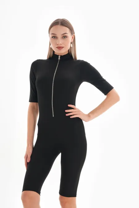 Combinaison de bain à manches longues avec fermeture éclair en métal, en lycra, convenant à un usage quotidien ou sportif.