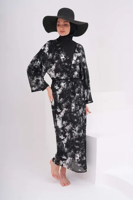 Pareo with Foil Pattern to wear over a Modest Swimsuit