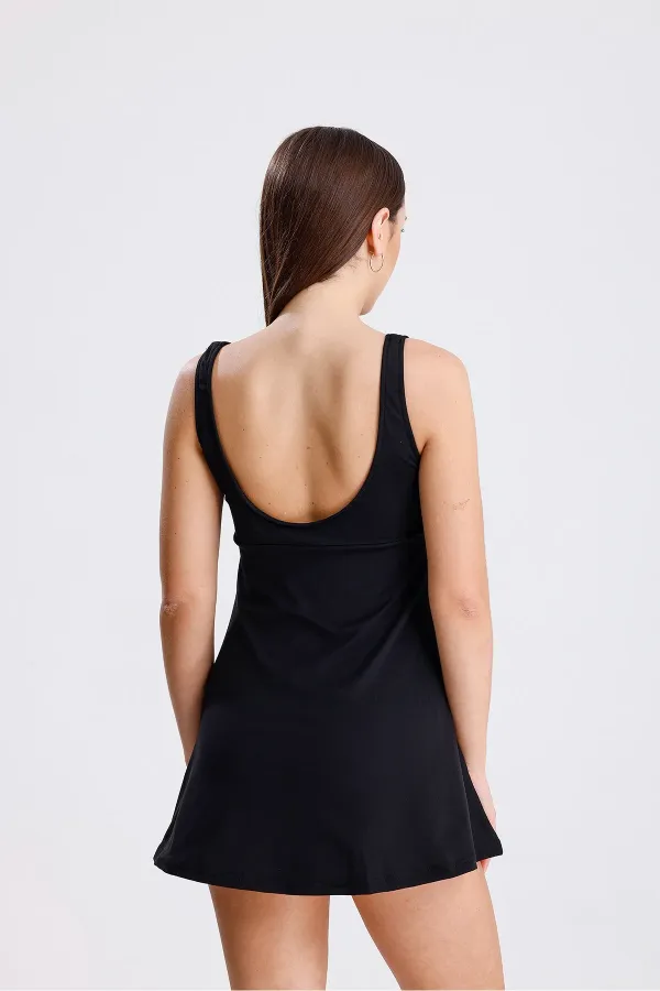 Likralı Birleşik Şortlu Elbise Mayo /Deniz / Havuz