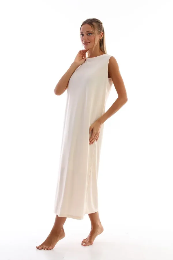 Jupon beige sans manches, doublure, sous-jupe