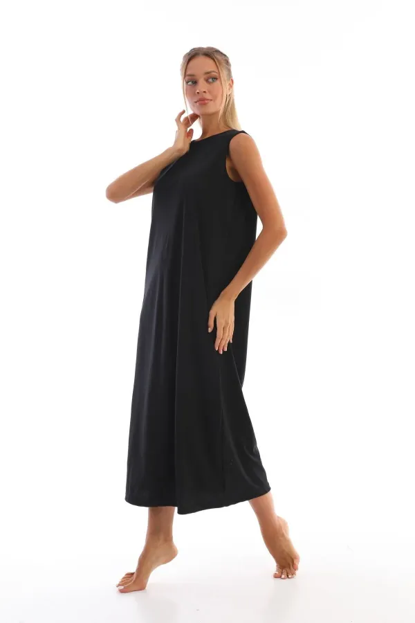 Black Sleeveless Dress Lining Underskirt