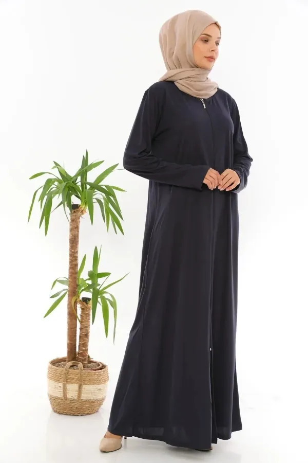 Zippered Prayer Dress/Abaya, Navy Blue Zippered Prayer Dress/Abaya, Navy Blue