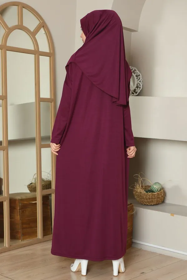 One-Piece Easy-to-Wear Prayer Dress, Plum