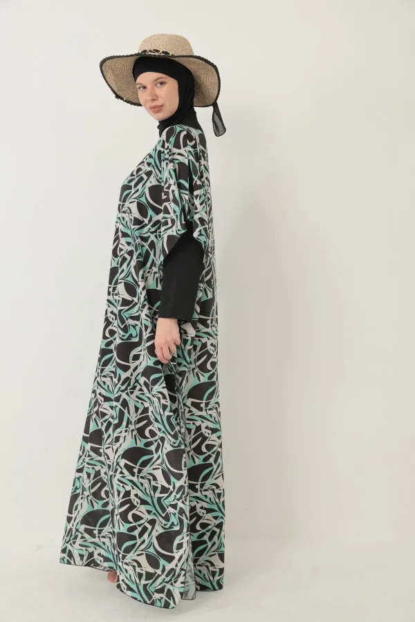 MODEST SWIMSUIT WITH PATTERNED PAREO