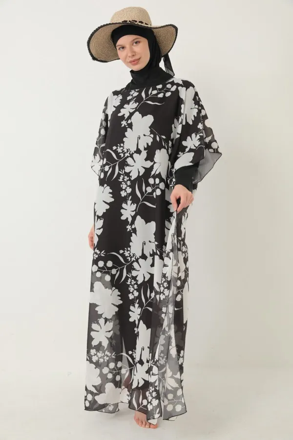 MODEST SWIMSUIT WITH PATTERNED PAREO