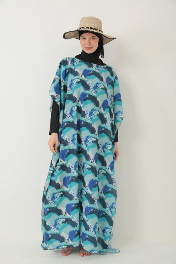 TESETTÜR MAYO ÜZERİNE DESENLİ PAREO