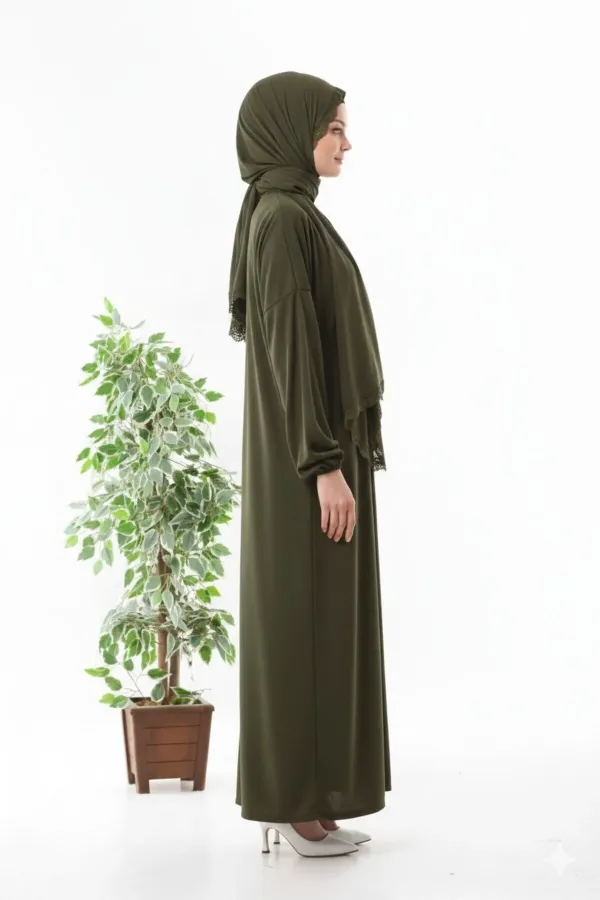 dantelli başörtülü fermuarlı bilekleri lastikli kayma yapmaz namaz elbisesi