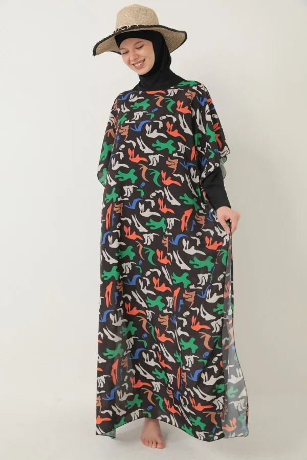 TESETTÜR MAYO ÜZERİNE DESENLİ PAREO