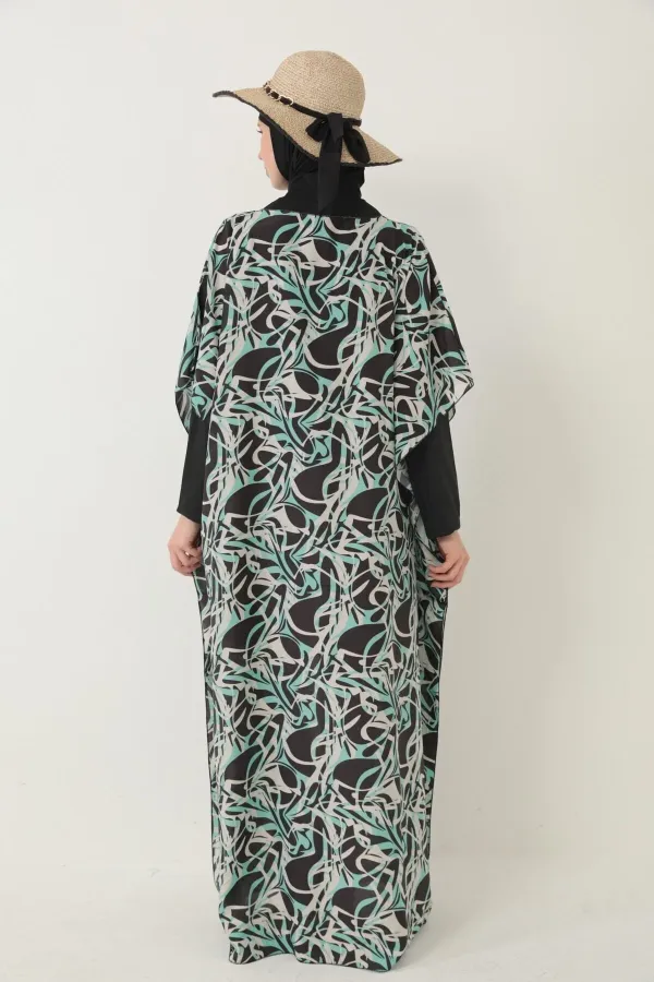 MODEST SWIMSUIT WITH PATTERNED PAREO