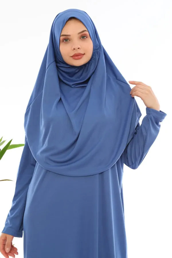 Robe de prière une pièce facile à porter, bleu indigo