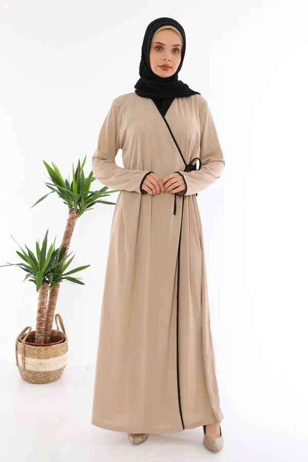 Bağlamalı Namaz Elbisesi Vizon