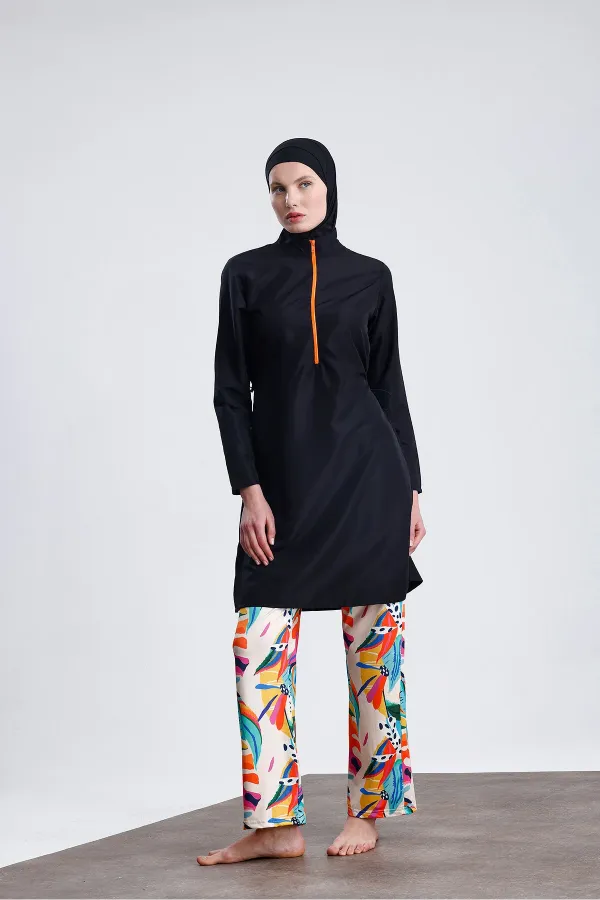 Ensemble de maillot de bain hijab double bonnet imperméable en parachute, 4 pièces