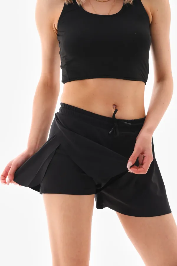 Siyah Çift Kat Taytlı Spor Şort