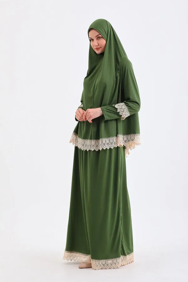 İKİ PARÇA ETEKLİ KAYMA YAPMAZ NAMAZ ELBİSESİ