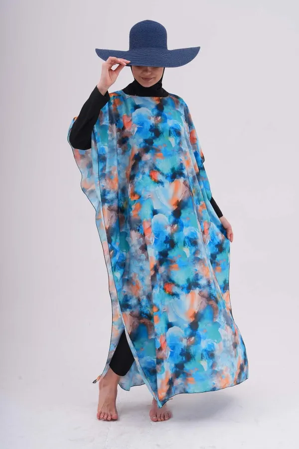 MODEST SWIMSUIT WITH PATTERNED PAREO