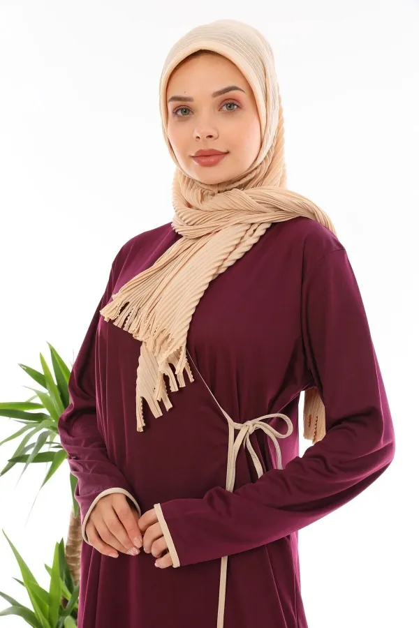 Yandan Bağlamalı Namaz Elbisesi Mürdüm