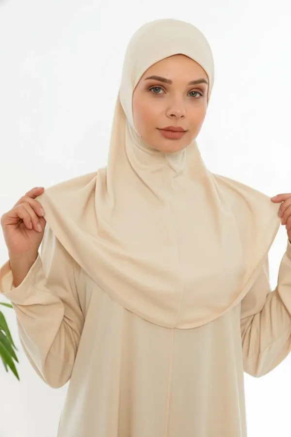 One-Piece Prayer Dress with Zipper, Non-Slip, Cream