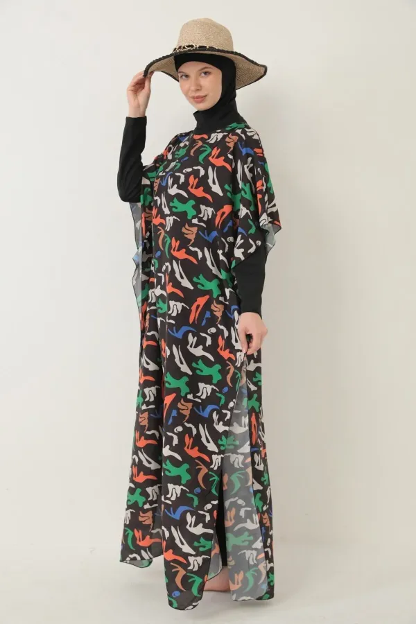 TESETTÜR MAYO ÜZERİNE DESENLİ PAREO