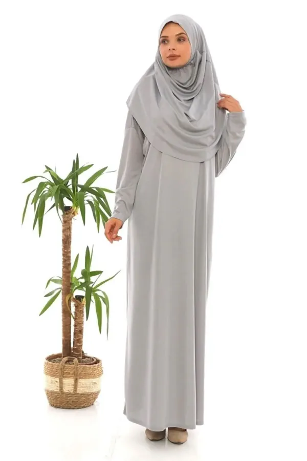 Robe de prière une pièce facile à porter, gris argenté