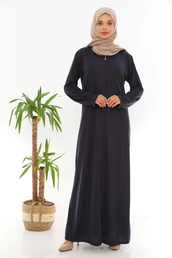 Zippered Prayer Dress/Abaya, Navy Blue Zippered Prayer Dress/Abaya, Navy Blue