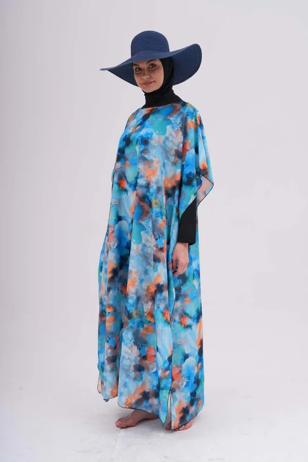 MODEST SWIMSUIT WITH PATTERNED PAREO