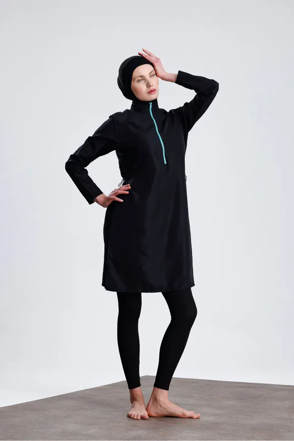 Ensemble de maillot de bain hijab double bonnet imperméable en parachute, 4 pièces