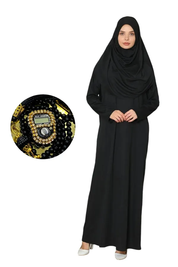 Taşlı Zikirmatik Hediyeli Tek Parça Namaz Elbisesi
