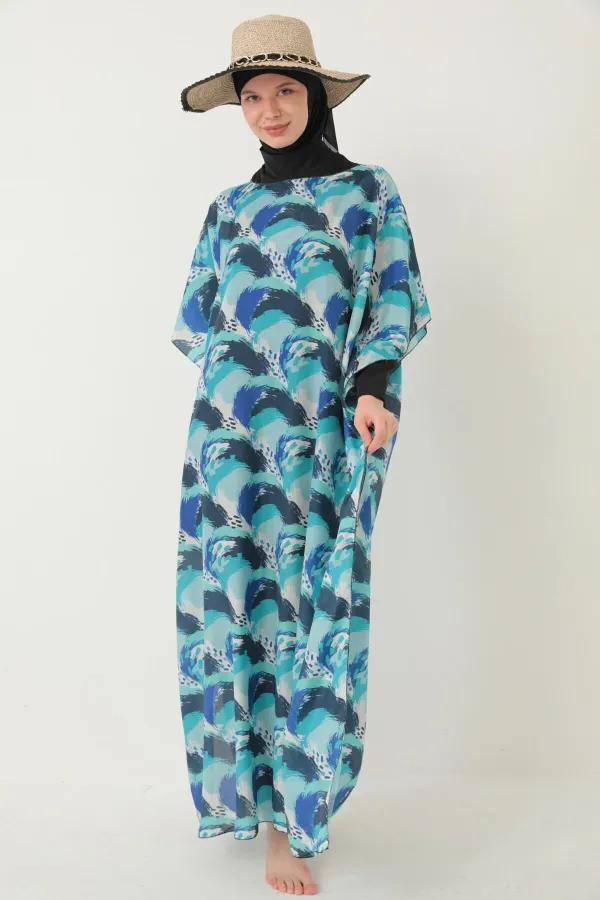 TESETTÜR MAYO ÜZERİNE DESENLİ PAREO