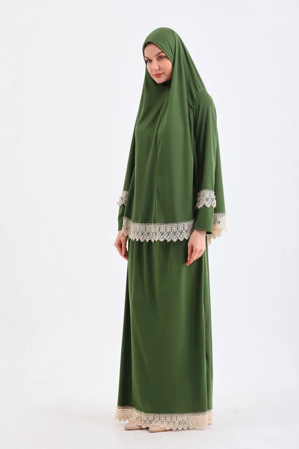 İKİ PARÇA ETEKLİ KAYMA YAPMAZ NAMAZ ELBİSESİ