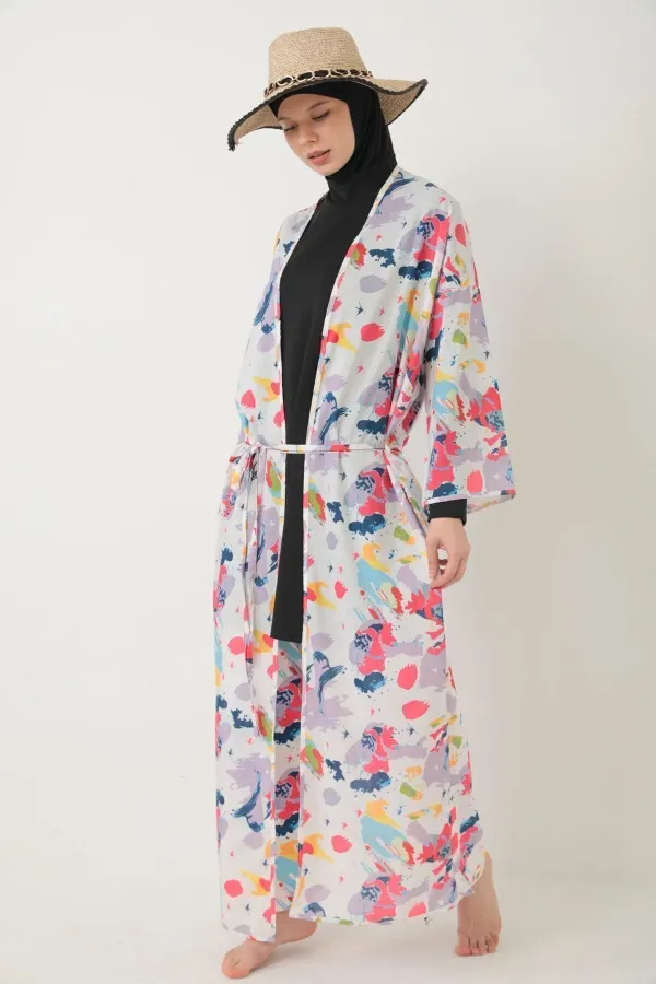 Paréo, maillot de bain hijab couvrant entièrement, en lycra blanc