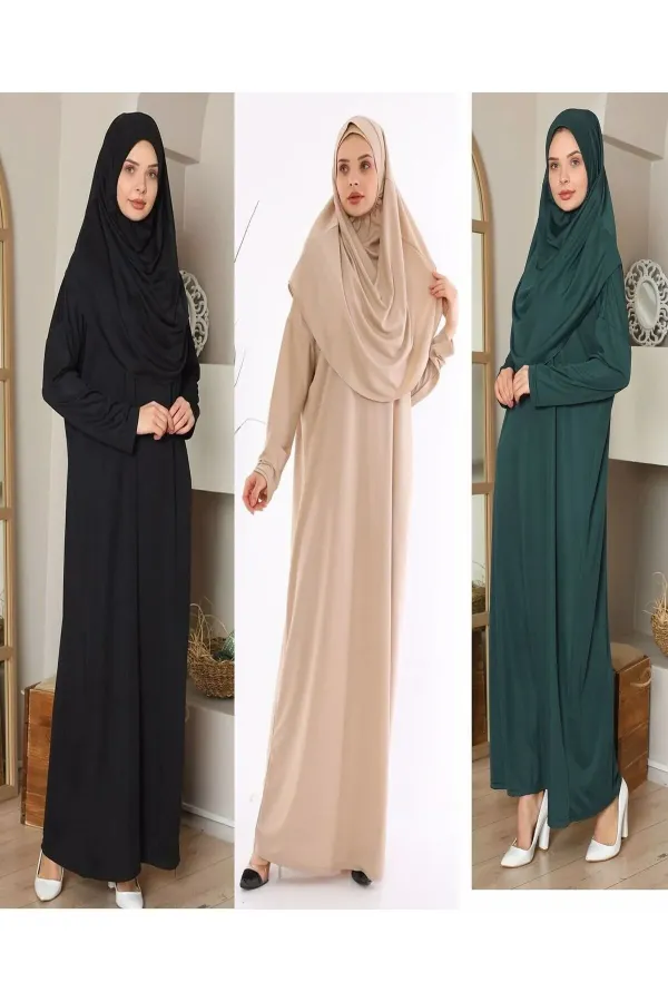 Tek Parça Namaz Elbisesi Boydan Giymeli