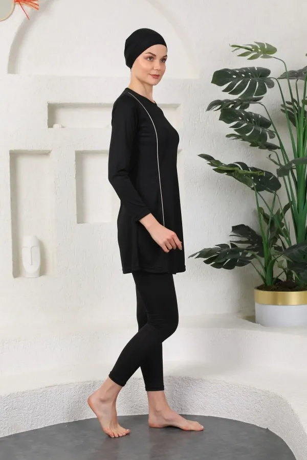 Maillot de bain hijab noir couvrant entièrement