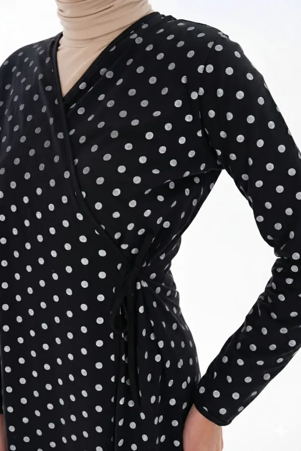 Robe de prière à nouer, à pois, en tissu extensible