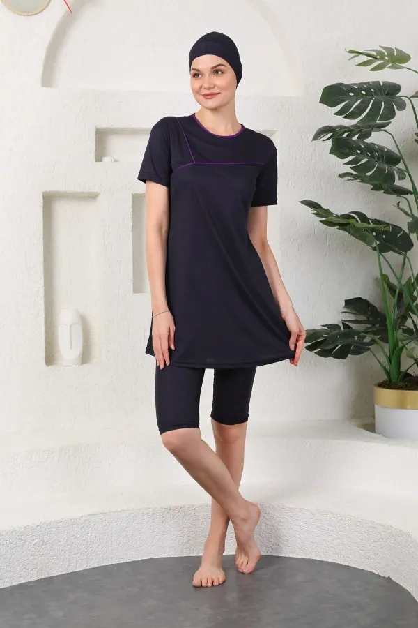 Yarı Kapalı Tesettür Mayo Lacivert