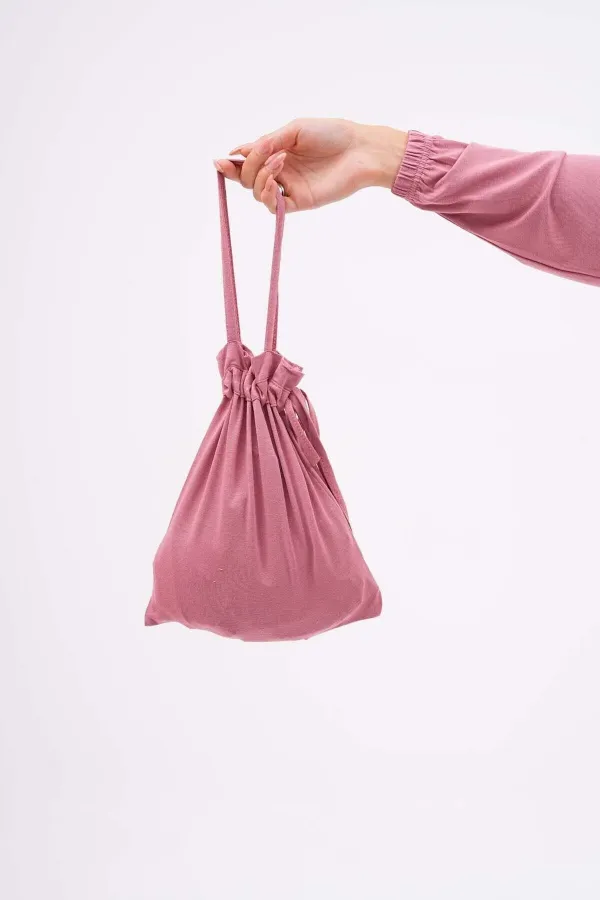 Pamuklu Çantalı Namaz Elbisesi Bilekleri Lastikli Tesettür Elbise