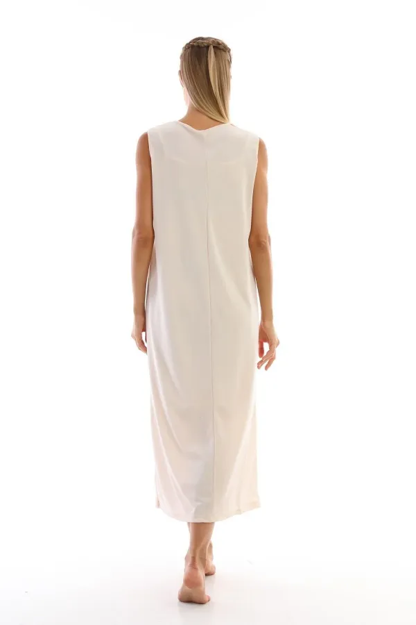 Jupon beige sans manches, doublure, sous-jupe